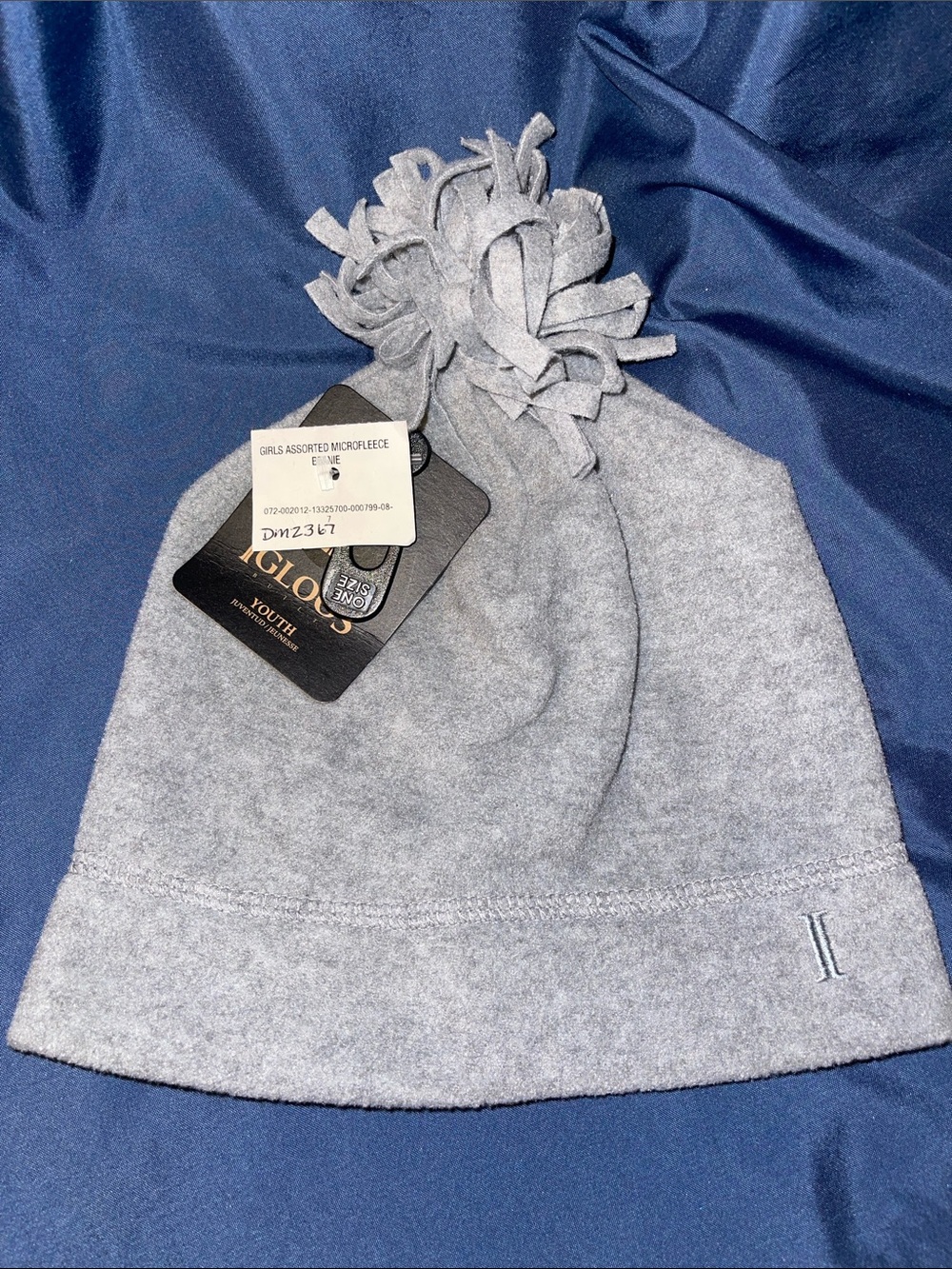 Igloos Girls' Gray Fleece Pom Beanie - Youth